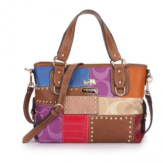 Coach Holiday Matching Stud Medium Brown Multi Totes EBR | Coach Outlet Canada